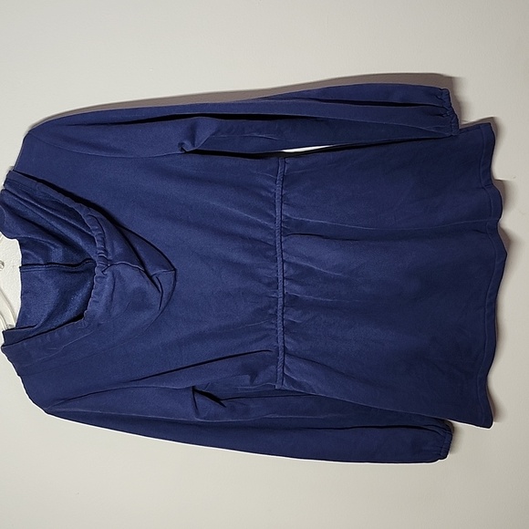 Solitaire Women's Blue Embroidered Full Zip Jacket Cinched Waist Hood Pockets Sm - Picture 10 of 10